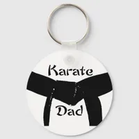 Martial Arts Plain Black Belt Karate Dad Keychain