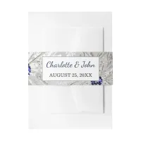 silver navy snowflakes winter Wedding Invitation Belly Band