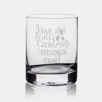 Monogram Family Name Have Sweet Christmas Etched  Rocks Glass