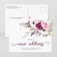 Watercolor Floral I Have A New Address Moving Anno Announcement Postcard