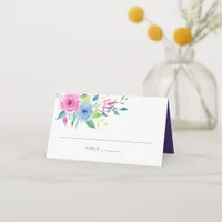 Violet Watercolor Floral Wedding Table Number Place Card