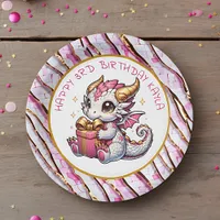 Gold and Pink Dragon Girl's Birthday  Paper Plates