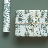 Aesthetic Winter Pine Trees Hunter & Pastel Green Wrapping Paper Sheets