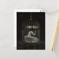 Surreal Caged Person Dark Fantasy Postcard