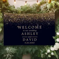 Gold Confetti Navy Blue Wedding Welcome Banner