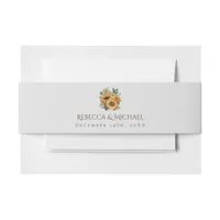 Sunflower Minimalist Elegant Wedding Invitation Belly Band