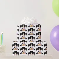 Purple Anime Girl's Pizza Party Birthday Wrapping Paper