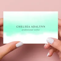 Ombre Mint Watercolor Minimalist Social Media Business Card