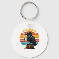 Gothic Raven Funny Halloween F Caw F Coffee Keychain
