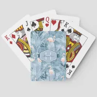 Flamingo Orchid Tropical Pattern Blue ID868 Poker Cards