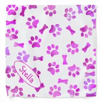 Pink Watercolor Paw Prints Bandana