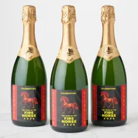 Stunning Chinese Year of the Fire Horse 2026 Sparkling Wine Label