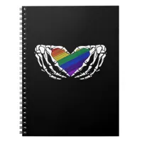 Pride Skeleton Hands Holding Heart Inclusive Notebook