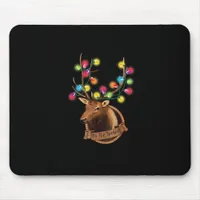 Tis The Season Mounted Reindeer With Christmas Lig Mouse Pad