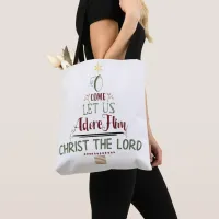 Christian Christmas Carol Rustic Typography Tote Bag