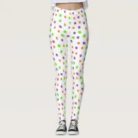 Purple Orange Lime Green Halloween Polka Dot Leggings