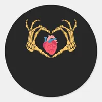 Skeleton Hand Heart Anatomy Cardiac Cvicu Nurse Classic Round Sticker