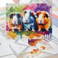 Cute guinea pigs with splashes of color jigsaw puzzle