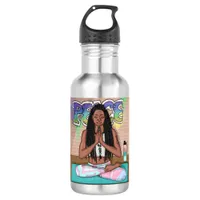 Urban Art | Pretty Woman doing Meditation   Stainless Steel Water Bottle