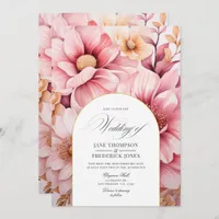 Blush Pink and Gold Floral Wedding Invitation