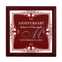 Red+White Decor Lace Wedding Anniversary GiftBox Gift Box