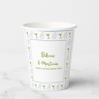 Bikinis & Martinis Olive Blue Bachelorette Party  Paper Cups