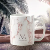 Modern Marble Glitter Monogram Rose Gold ID816 Coffee Mug