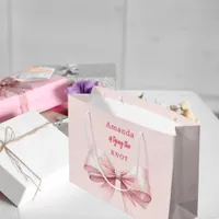 She's tying the knot pink bow Bridal Shower Large Gift Bag