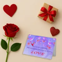 Purple Heart Bird Valentine Greeting Card