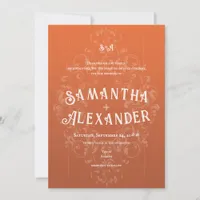 Rustic Crest Terracotta Old Print Gothic Wedding Invitation