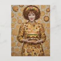 The Happy Cheeseburger Lady Postcard