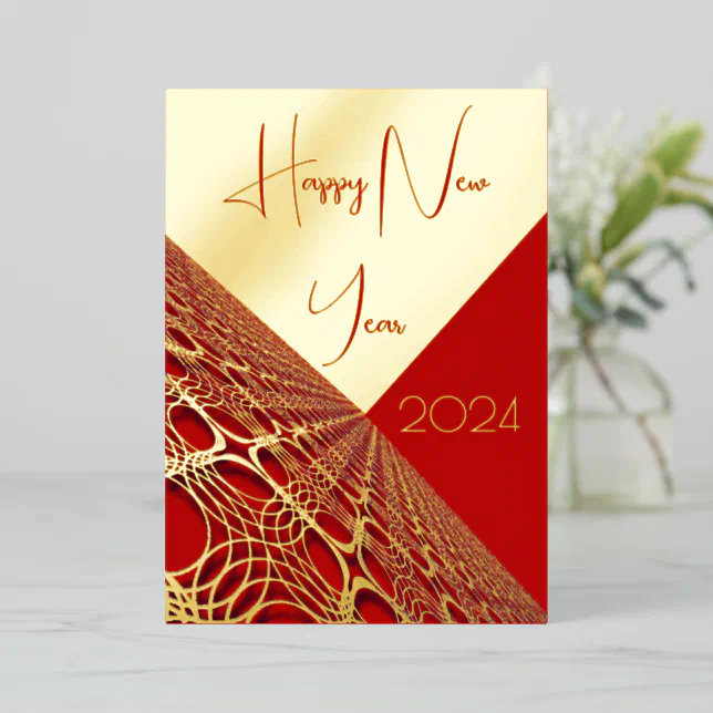 Happy New Year 2024 modern lace Foil Invitation