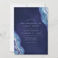 Purple Teal Agate Geode Gemstone Wedding Invitation