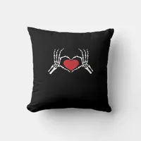 Kids Skeleton Hand Heart Valentines Day Cool Class Throw Pillow
