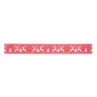 Knitted red deers pattern satin ribbon