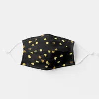 Cute Black And Gold Confetti Hearts Adult Cloth Face Mask