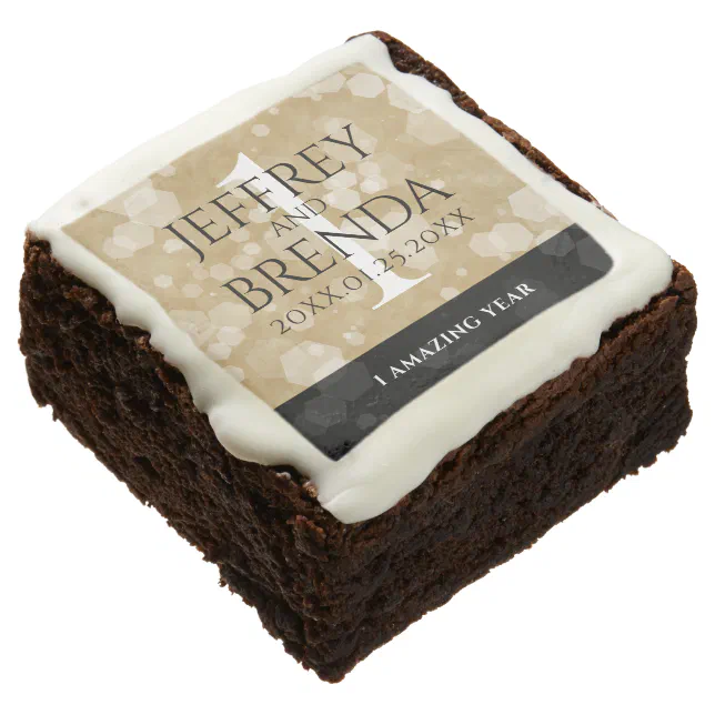 Elegant 1st Paper Wedding Anniversary Celebration Brownie