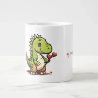 Cute Dinosaur with Hearts Giant Coffee Mug