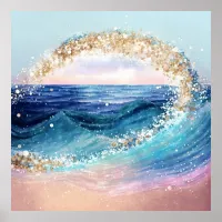 *~* Glitter AP60 Coastal Sea Ocean Sand Beach Wave Poster