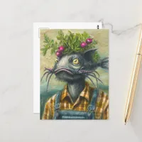 Catfish Gardener Surreal Postcard