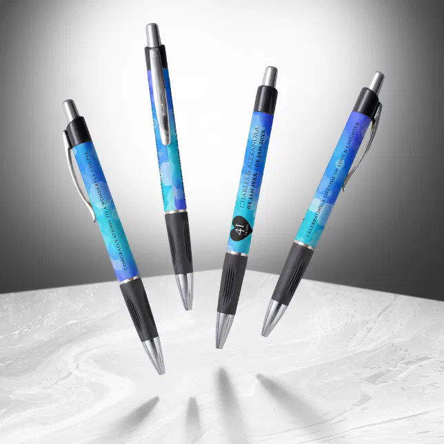 Elegant 41st Blue Topaz Wedding Anniversary Pen