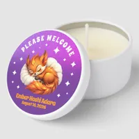 Cute Fox Cub Asleep in Starry Night Sky Mini Candle Favors