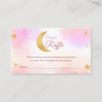 We're Over the Moon Girl Diaper Raffle Baby Shower Enclosure Card