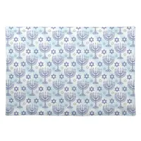 Hanukkah Menorah Star of David Doodle Art Style Cloth Placemat