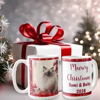 Elegant Red Stars Holiday Photo Coffee Mug