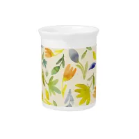 Rustic Watercolor Floral Garden Botanical Beverage Pitcher