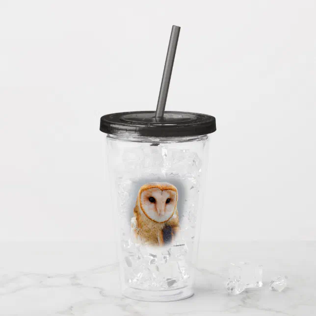 A Serene and Beautiful Barn Owl Acrylic Tumbler