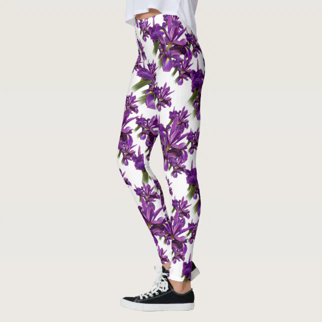 Elegant Floral Dutch Iris Purple Sensation Flowers Leggings