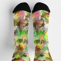 Paint Splatter Autumn Color Leaves Abstract Socks