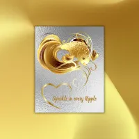 Gold goldfish on silver foil monogram | poster